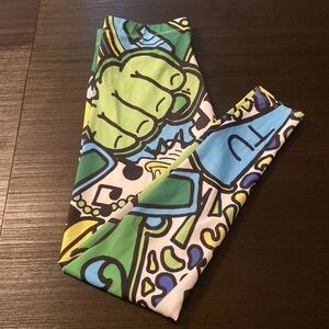 Tulane Mardi Gras New Orleans Green Wave Colorful Graphic Print Leggings